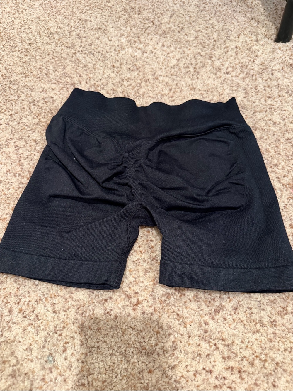 Black High-Waist Scrunch Back Biker Shorts